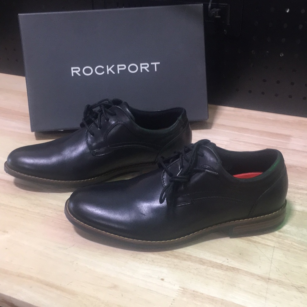 New WB Rockport Men's Black Leather Lace-Up Dress Shoes - Picture 3 of 6